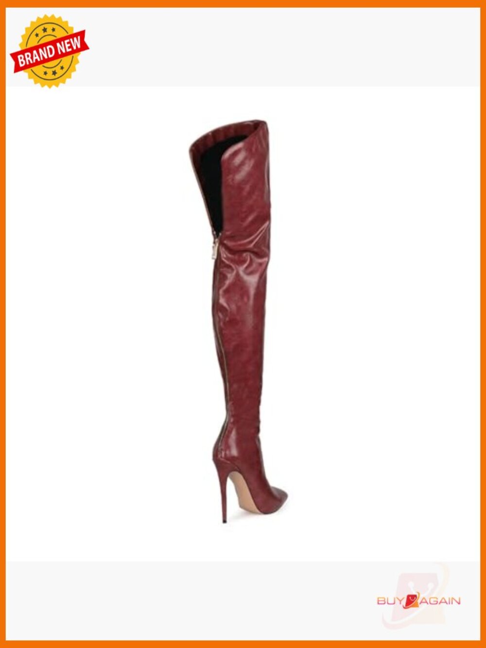 Thigh High Boots Over The Knee Stiletto Heel Pointed Toe Back Zip Leopard Print - Picture 4 of 6
